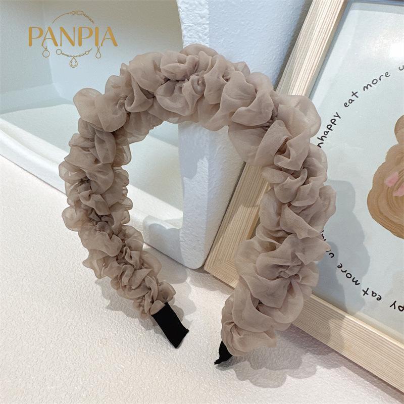 PNPIA- Sợi Lưới Xếp Ly Mũ Nữ Organza Màu Trơn Xếp Ly Rửa Mặt Mũ Đa Năng Phụ Kiện Tóc