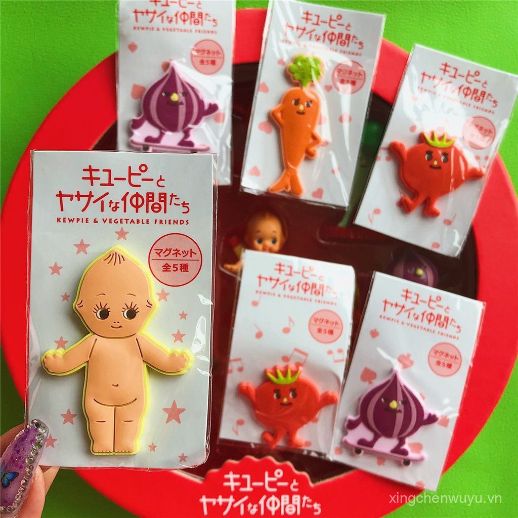 Bốn BộNam châm tủ lạnh Kewpie & Rau củ Kewpie Nhật Bản