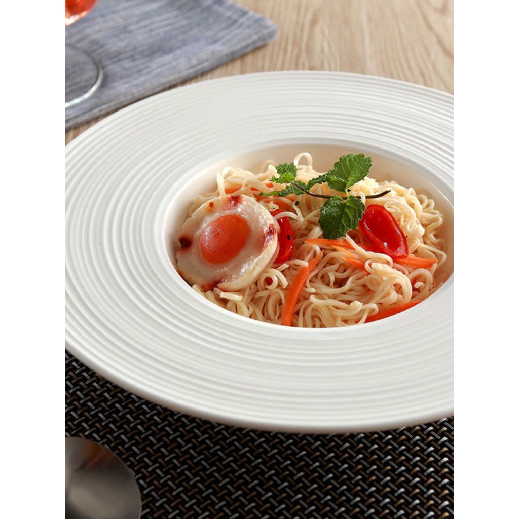 Pasta Đĩa Bát Cao Cấp Thực Phẩm Phương Tây Dày Đĩa Súp Nhật Bản UFO Pasta Đĩa Nhà Hàng Phương Tây Bộ