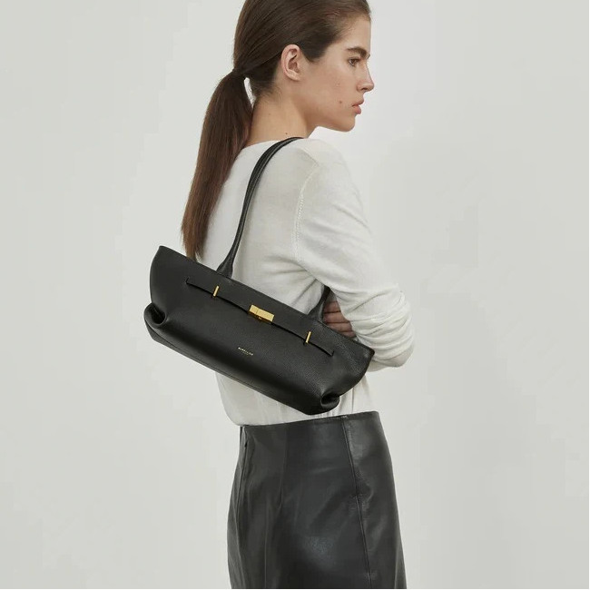 De demellier Baguette Túi da thật đeo vai nách Túi xách nữ đi lại cổ điển