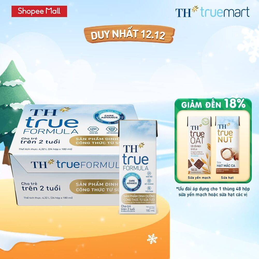 Thùng Sản phẩm Dinh Dưỡng Công Thức TH true FORMULA milk 180ml Dành Cho Trẻ Trên 2 Tuổi (24 Hộp)