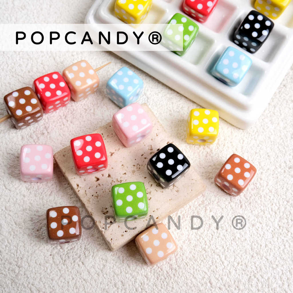 Màu sắc chấm bi vuông tròn cho phụ kiện trang sức DIY handmade, décor dây điện thoại di động dễ thươ