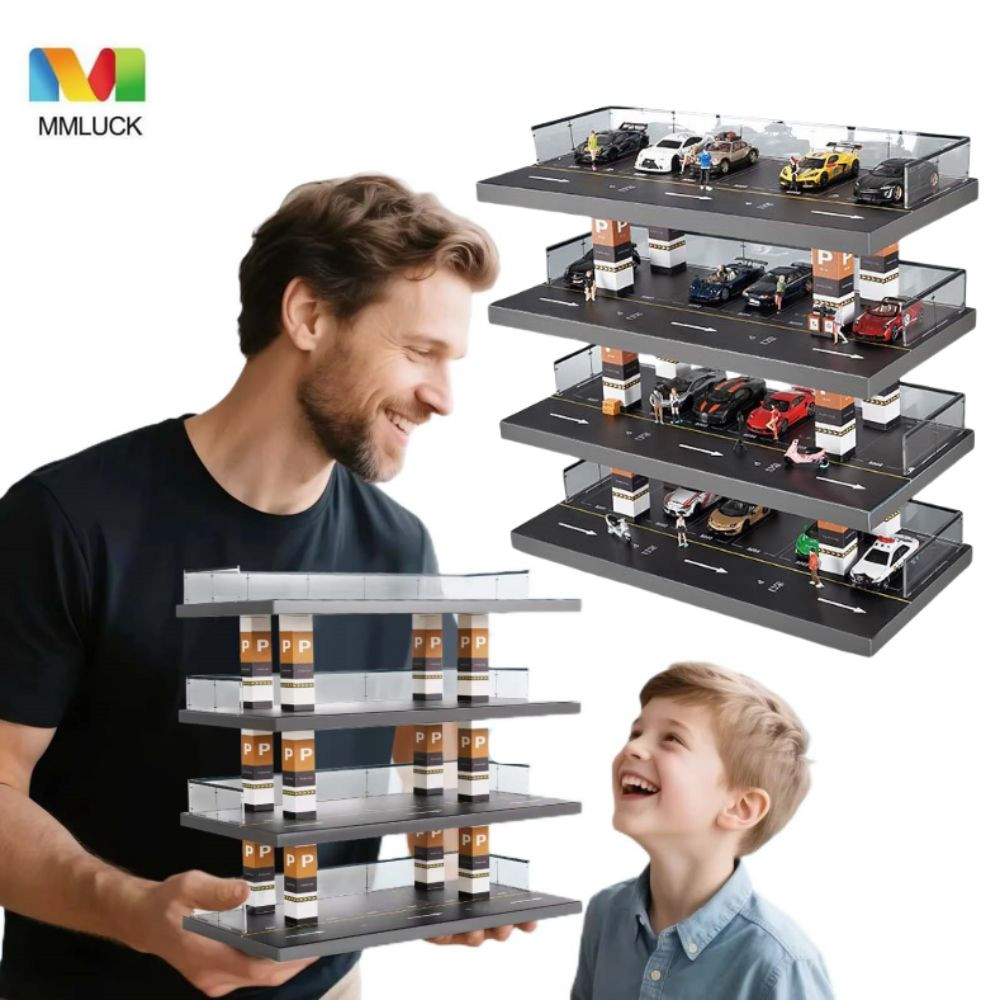 Giá trưng bày mô hình ô tô MMLUCK, Mô hình bãi đậu xe tỷ lệ 1: 64 mô phỏng, Cảnh nhà để xe bốn tầng 