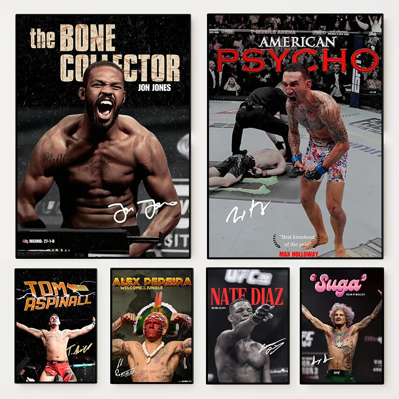 Hiện Đại UFC Vô Địch Người Chơi Chân Dung Poster MMA Fighter Nate Diaz Jon Jones Tranh Canvas Nghệ T