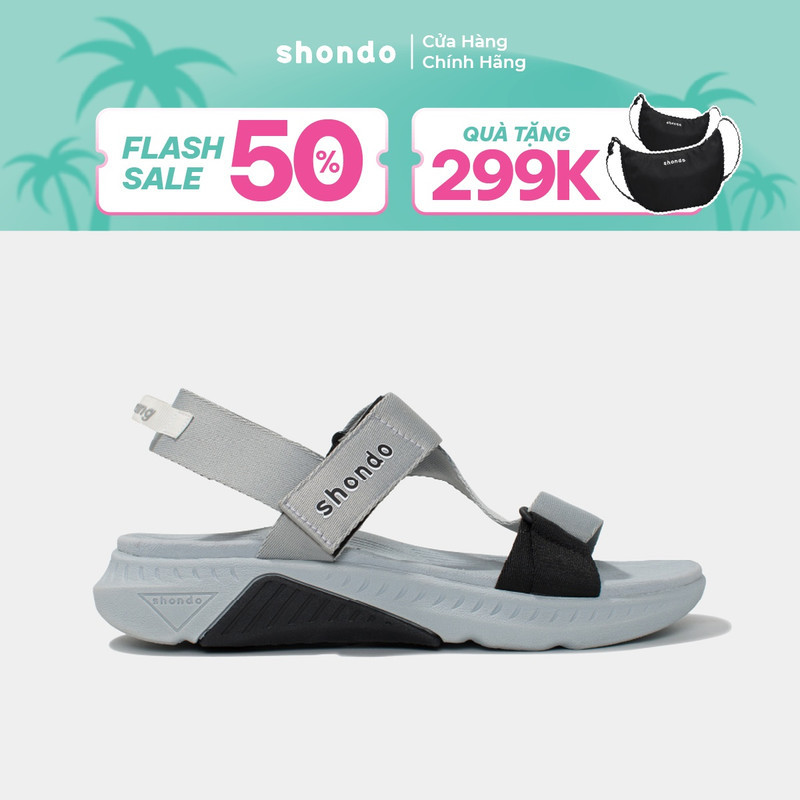 Giày Sandals Nam Nữ Shondo F7 Racing Xám Phối Đen F7R1020