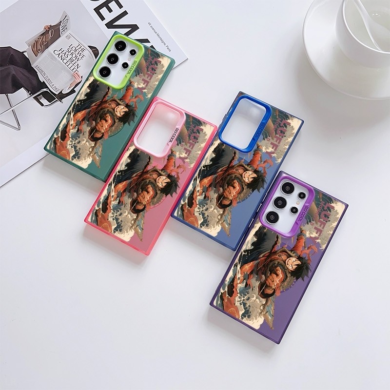 Ốp từ tính One Piece Luffy C4 cho Samsung S25 S24 S23 S22 S21 S20 FE Plus Ultra 5G Vỏ mạ bạc mềm