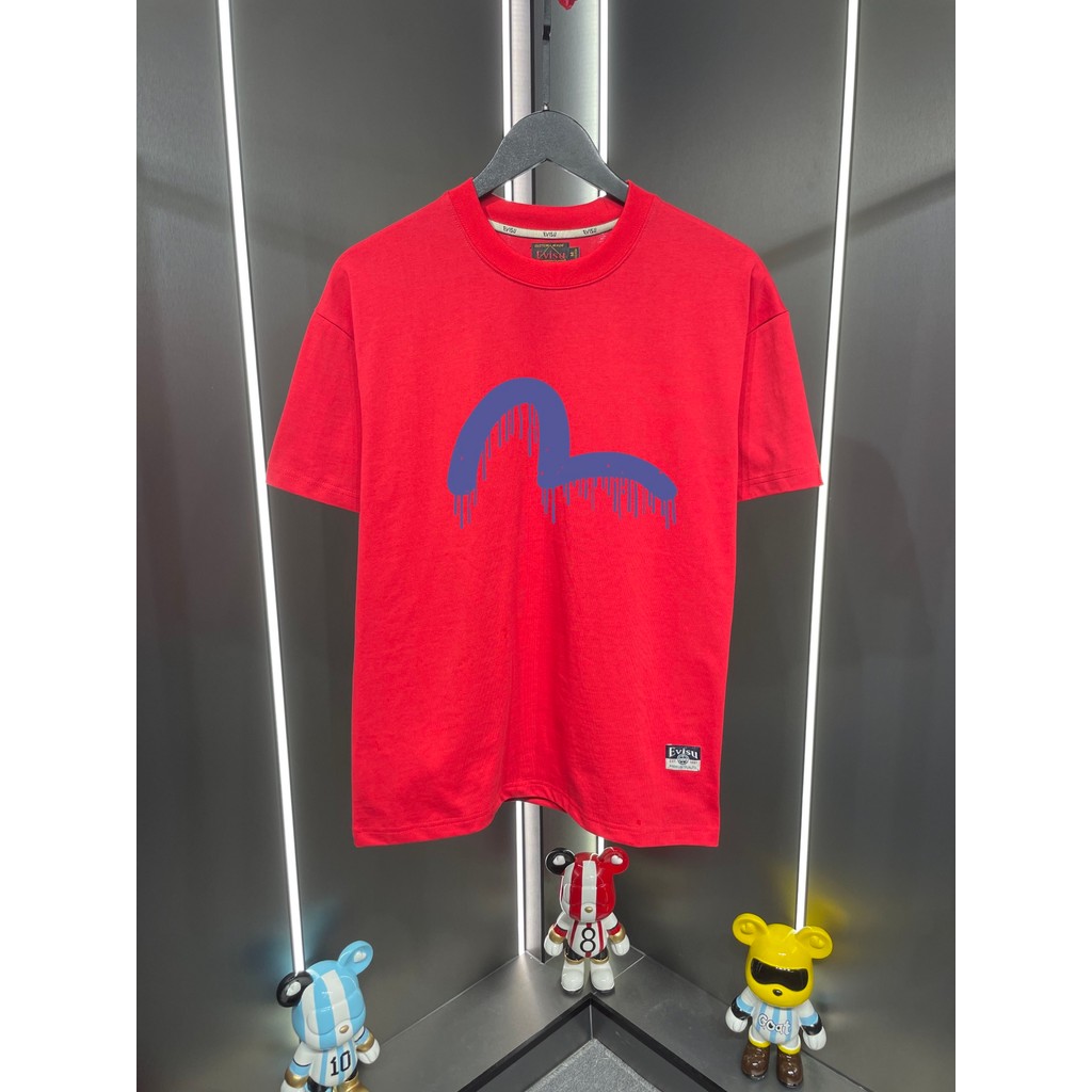 Evisu / Fushen 2026 Cổ Tròn Ngắn Tay Cổ Điển Nam Nữ Phong Cách Đi Lại Áo Chui Đầu Thiết Kế Đáy Áo Sơ