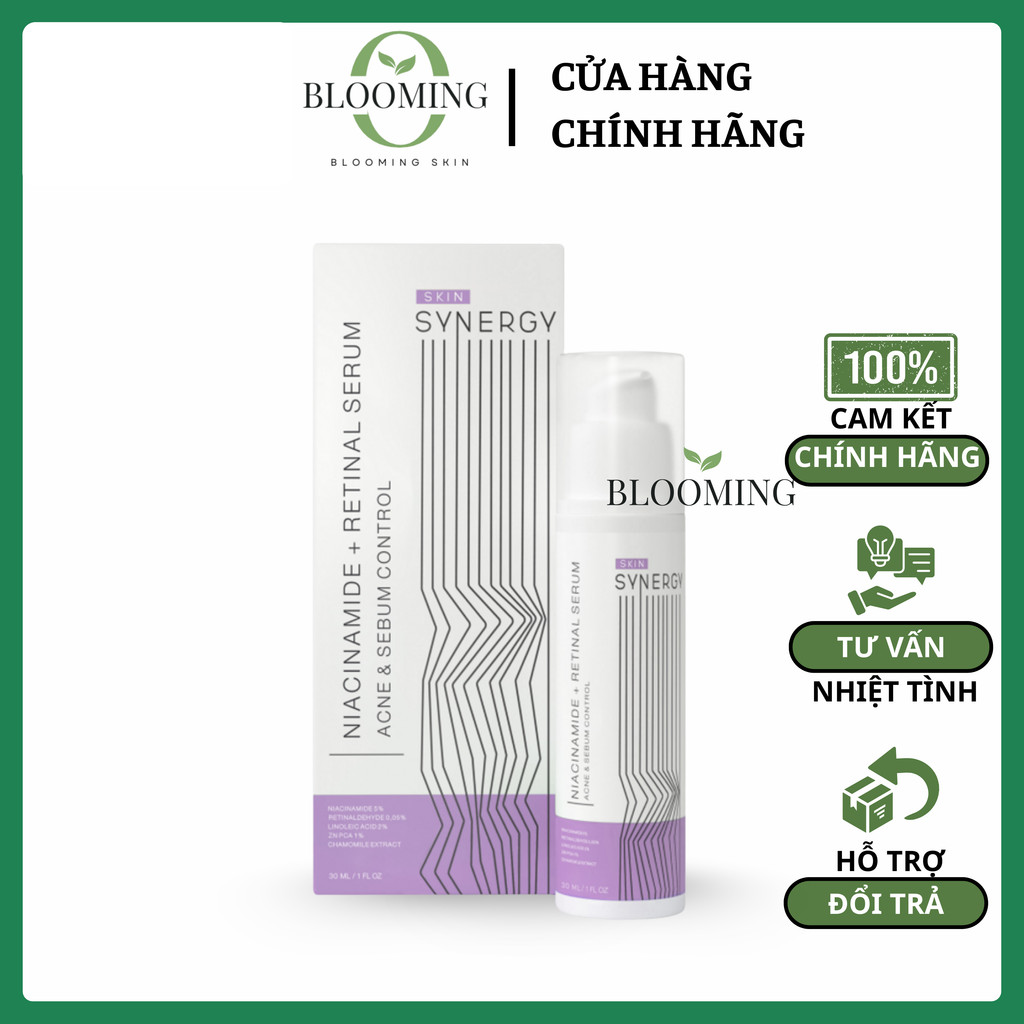 (Công ty) Serum Skin Synergy Niacinamide + Retinal Kiểm Soát Dầu Hỗ Trợ Giảm Mụn Mờ Thâm Sáng Da 30m