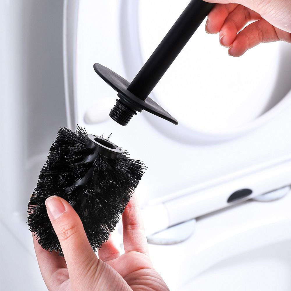 TQ~Toilet brush for home use, stainless steel bathroom toilet cleaning brush with base, long-handled