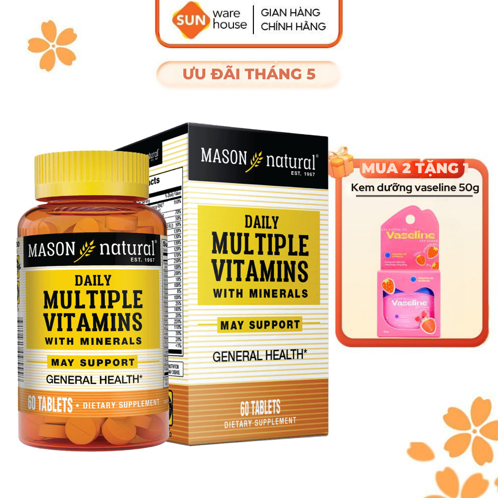 Viên Uống Hỗ Trợ Sức Khoẻ MASON NATURAL Daily Multiple Vitamins Whith Minerals 60 Viên