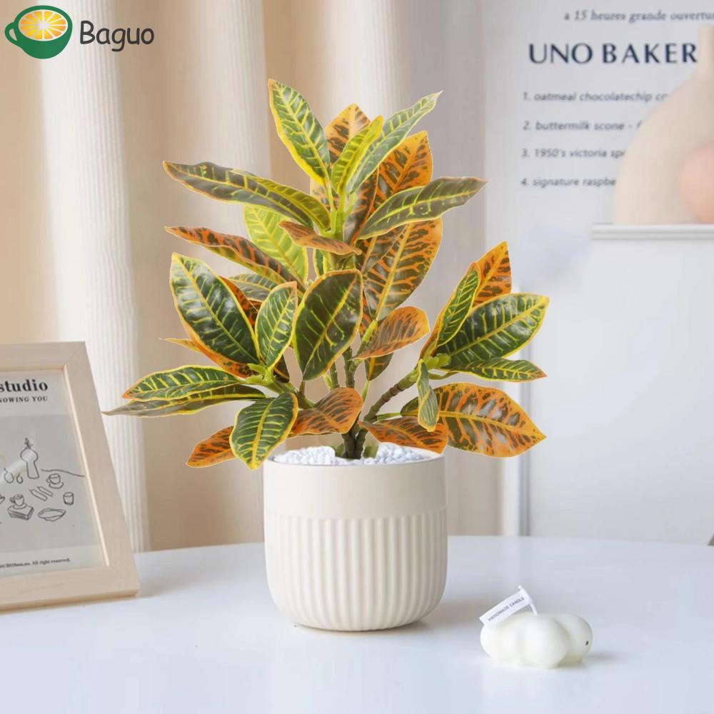 BAGUO Cây Banyan Nhiệt Đới, Cây Ficus Nhân Tạo Lớn Sống Động Như Thật, Cắm Hoa 35 Lá Nhựa Giả Cây Fi