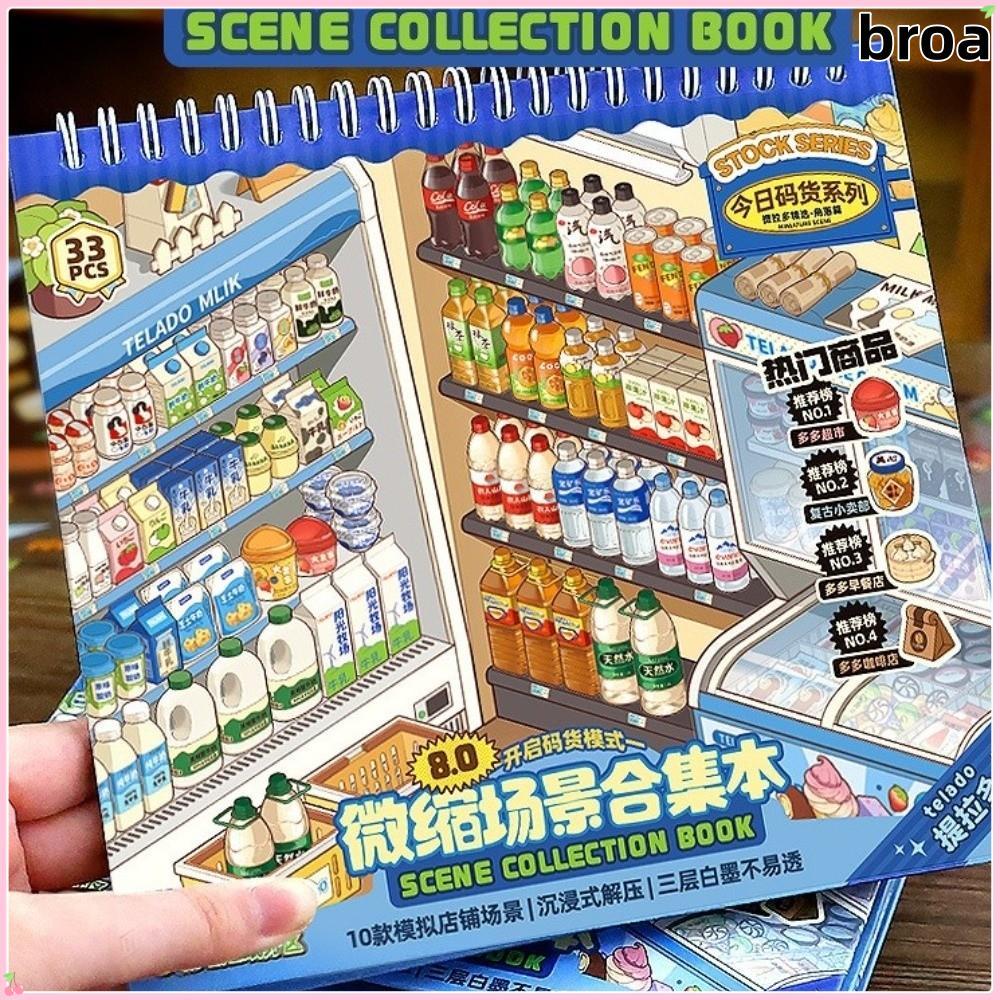 Nhãn dán cảnh cửa hàng BROA, 10 cảnh 33 tờ Nhãn dán phong cảnh cỡ lớn, Nhãn dán xếp chồng dễ thương 