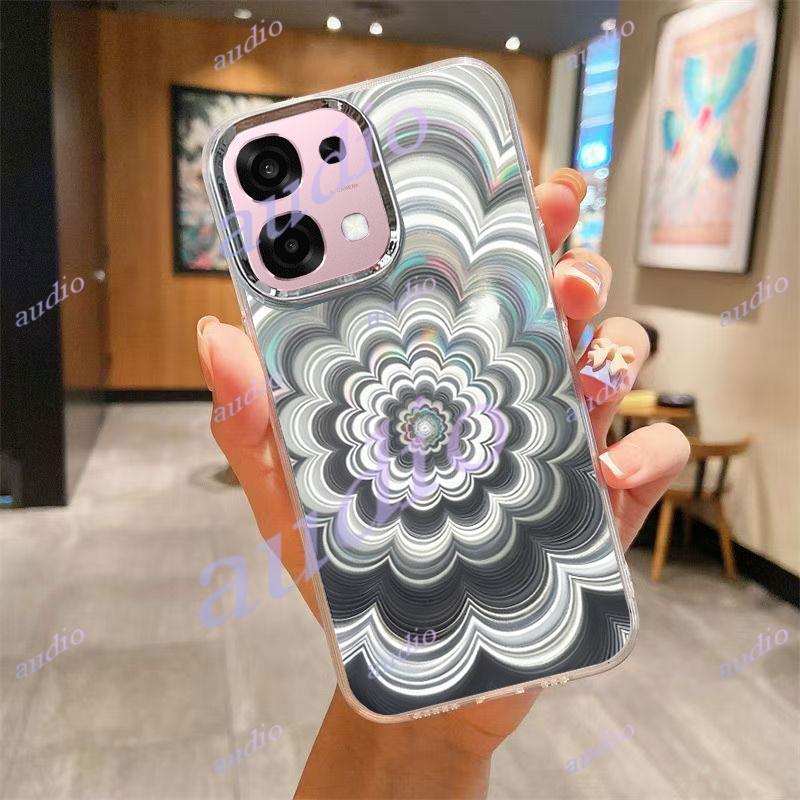 Ốp điện thoại trong suốt hình hoa ảo lấp lánh thẩm mỹ OPPO A6 Pro 5G cho Oppo A6 Pro A6x A6Pro OppoA