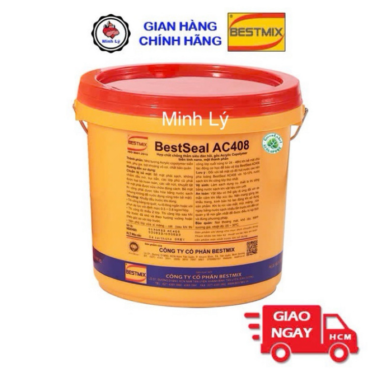 [Hỏa Tốc] Thùng 4Kg Sơn Chống Thấm BestSeal AC408 Nano Acrylic Bestmix Cho Tường, Sàn Mái Ngoài Trời