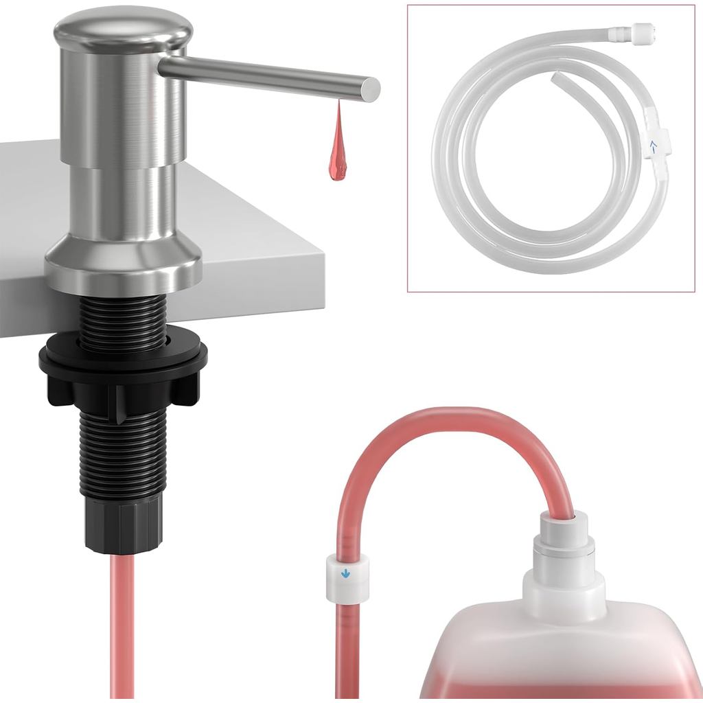 Hộp đựng xà phòng bồn rửa, Hộp đựng xà phòng bồn rửa nhà bếp OHiHi với ống nối dài 47 ", Đế đầu bơm 