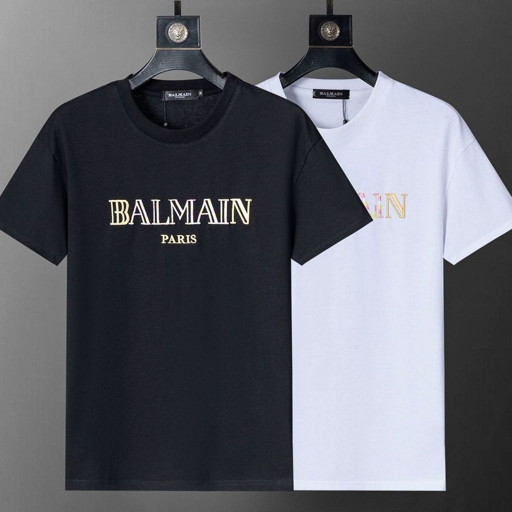 Áo Nam BALMAIN Mùa Hè Tay Ngắn In Hình