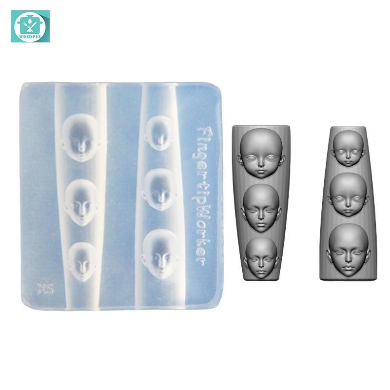 Woedpez Búp Bê Mặt Móng Tay Nghệ Thuật Khuôn Silicon Cho Nữ Bé Gái Phụ Kiện Móng Tay Làm Khuôn