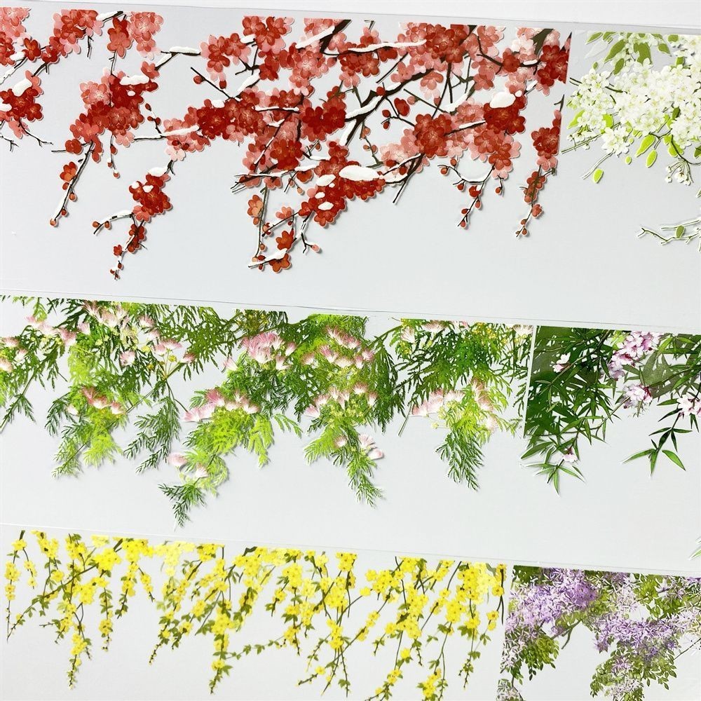 Sổ Tay Phụ Đóng Gói Băng q83 Hoa Biết 2 Jiang Yue Ling Đỏ Xanh Vàng Nhánh Hoa PET Vật Liệu Cổ Tài Kh