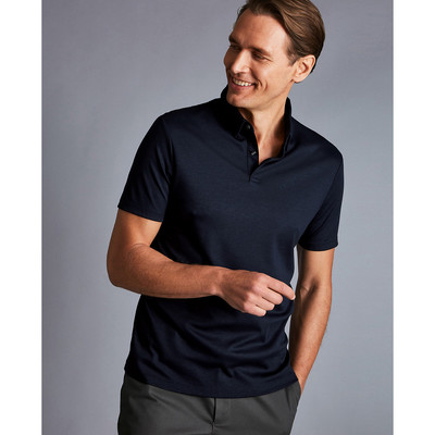CHARLES TYRWHITT - Áo polo nam tay ngắn Smart Jersey_JEP0317-NAV