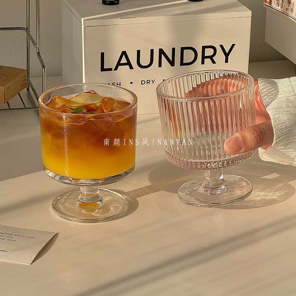 Retro ins Phong Cách Dọc Nổi Kính Bailey Giá Trị Cao Rượu Thủy Tinh Thiết Kế Cảm Giác Đá Mỹ Cà Phê C