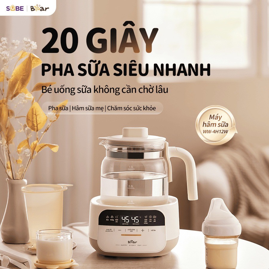 Máy đun và hâm sữa đa năng Bear WW-4H12W - Hàng Chính Hãng - Bảo Hành 18 tháng