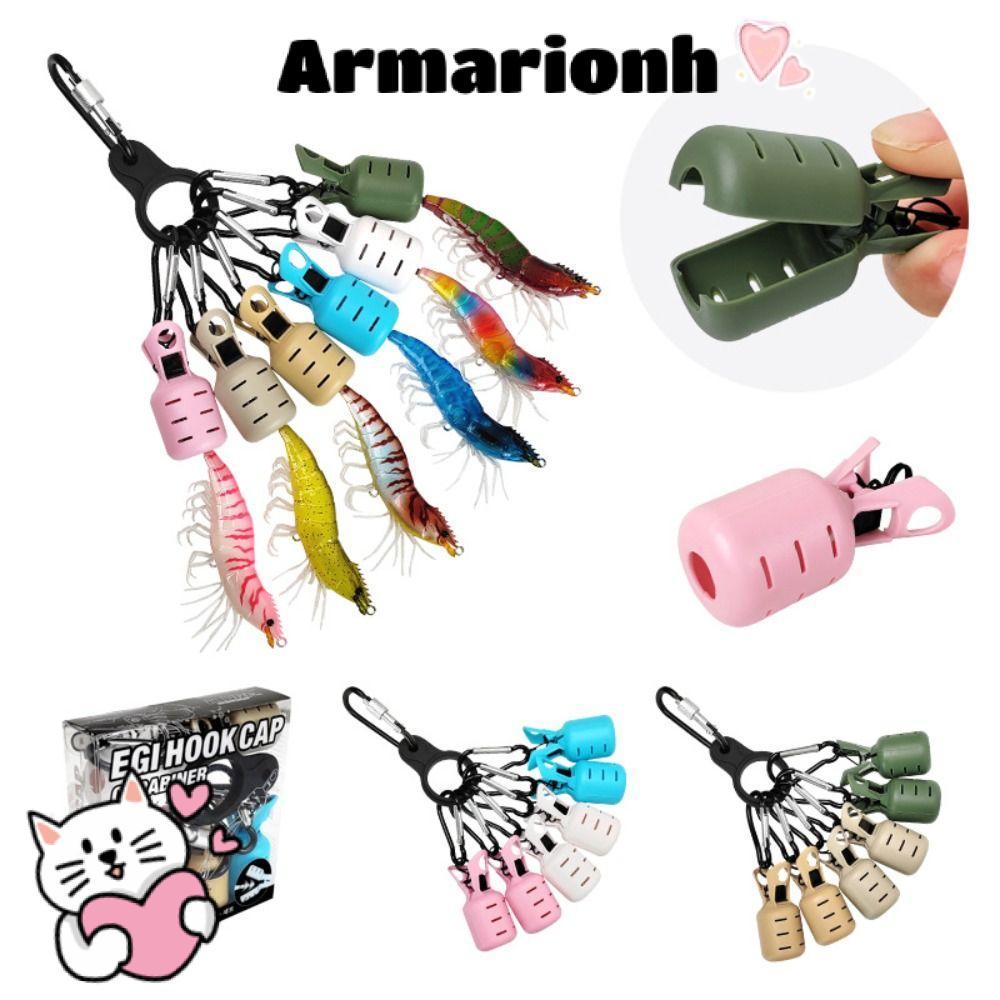 ARMARIO - Bộ 6 Dụng Cụ Bảo Vệ Mồi Cho Câu Cá, kèm Carabiner và Bao HOOK Webfoot Octopus EGI