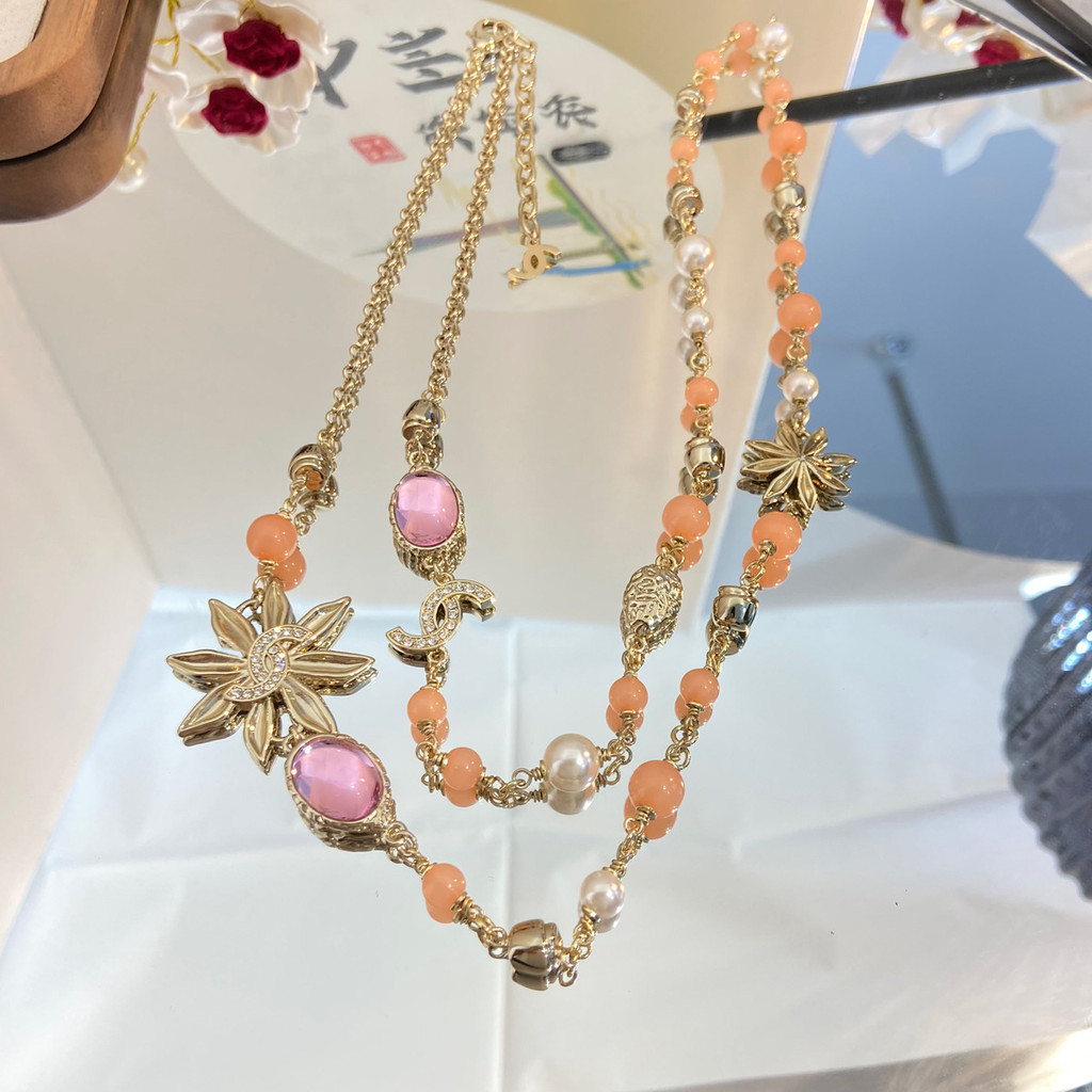 25New Bohemian Exotic Style Ancient Style Tassel Petal Bead Sweater Chain Versatile Women's Necklace