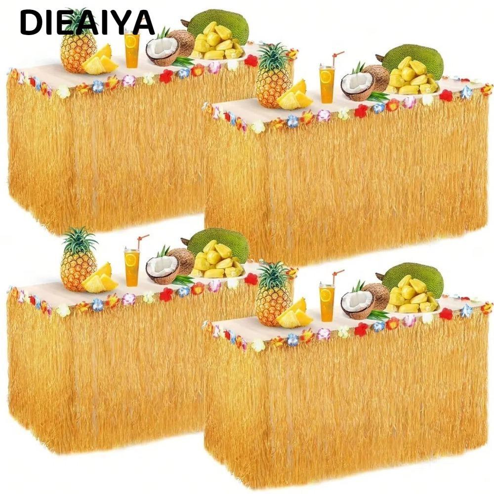 Váy bàn cỏ DIAIYA, Trang trí tiệc Váy bàn rơm tiệc Hawaii, Màu rơm Hawaii Chủ đề DIY Hawaii Khăn trả