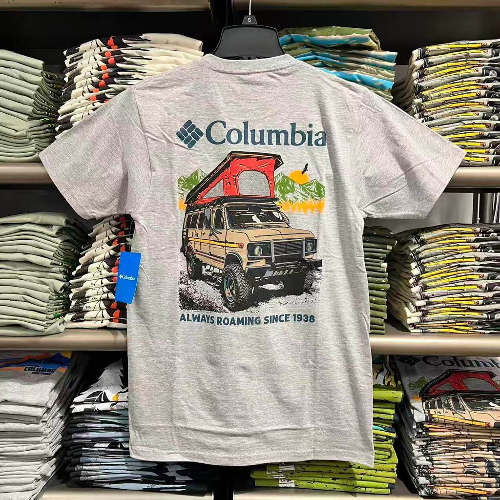 Colum Vintage Camper Văn In Roaming Phiêu Lưu Tay Ngắn Áo Nam Nữ 100% Cotton Cao Cấp 5.14
