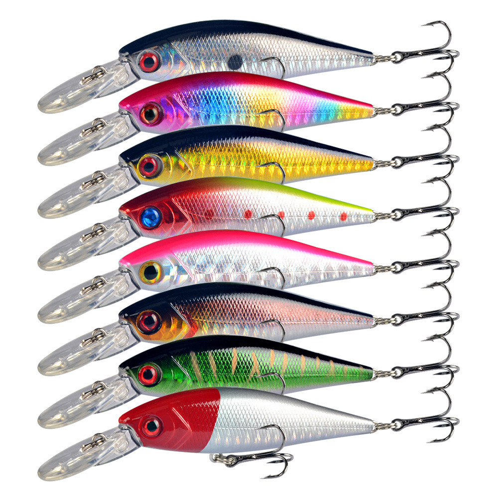 Mồi Nổi Minnow Miệng-Mouthed Mullet Nước Nổi Đúc Dài Nước Ngọt Mồi Giả Mồi Dải Trắng Câu Cá Mullet