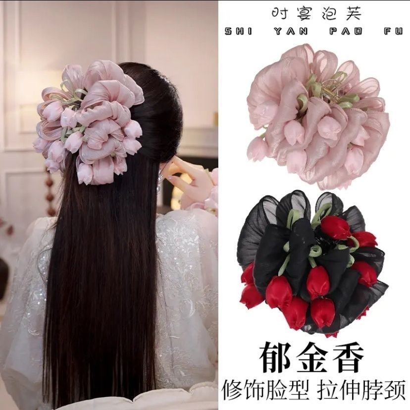 Tulip Mùa Xuân Màu Kẹp Siêu Cổ Tích Hoa Tulip Phụ Kiện Tóc Đẹp Phong Cách Mori Mùa Xuân Cá Mập Kẹp N