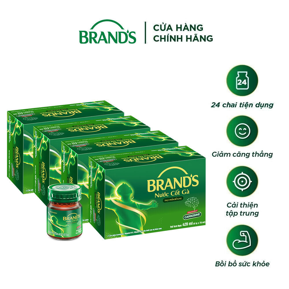 Combo 4 nước cốt gà BRAND'S vị truyền thống (70 ml x 24 lọ)