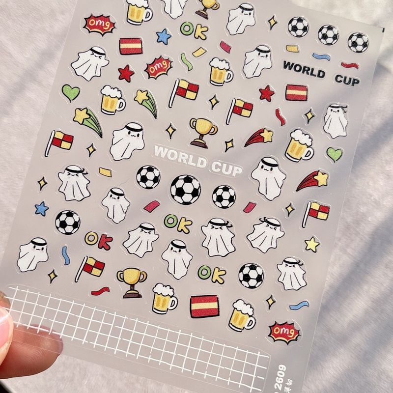 [Sẵn sàng] Trò chơi bóng đá World Cup Nhãn dán làm móng tay tomoni Dập nổi mỏng cứng dễ thương Keo d