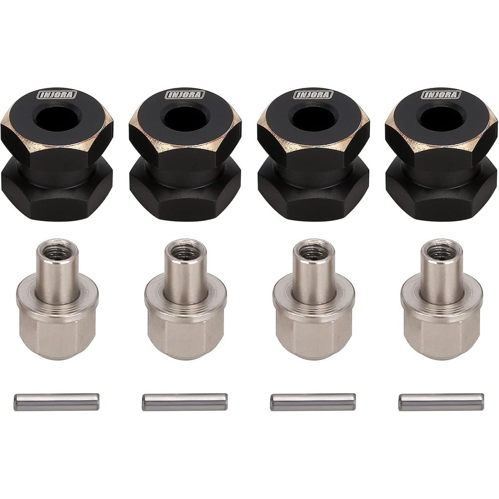 INJORA RC Hex Hub 12mm Bánh xe đồng thau Hex Hub mở rộng Bộ chuyển đổi ổ đĩa lục giác màu đen cho bá