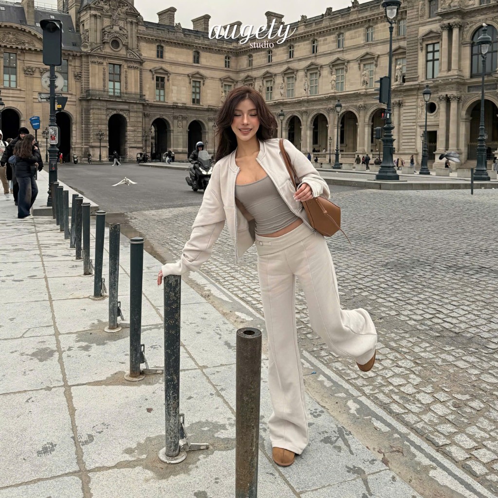 Quần Nỉ Bông Cạp Trễ Ống Loe Lưng Gập Nâng Mông  Augety Studio, NORA Sweatpants | BigBuy360 - bigbuy360.vn