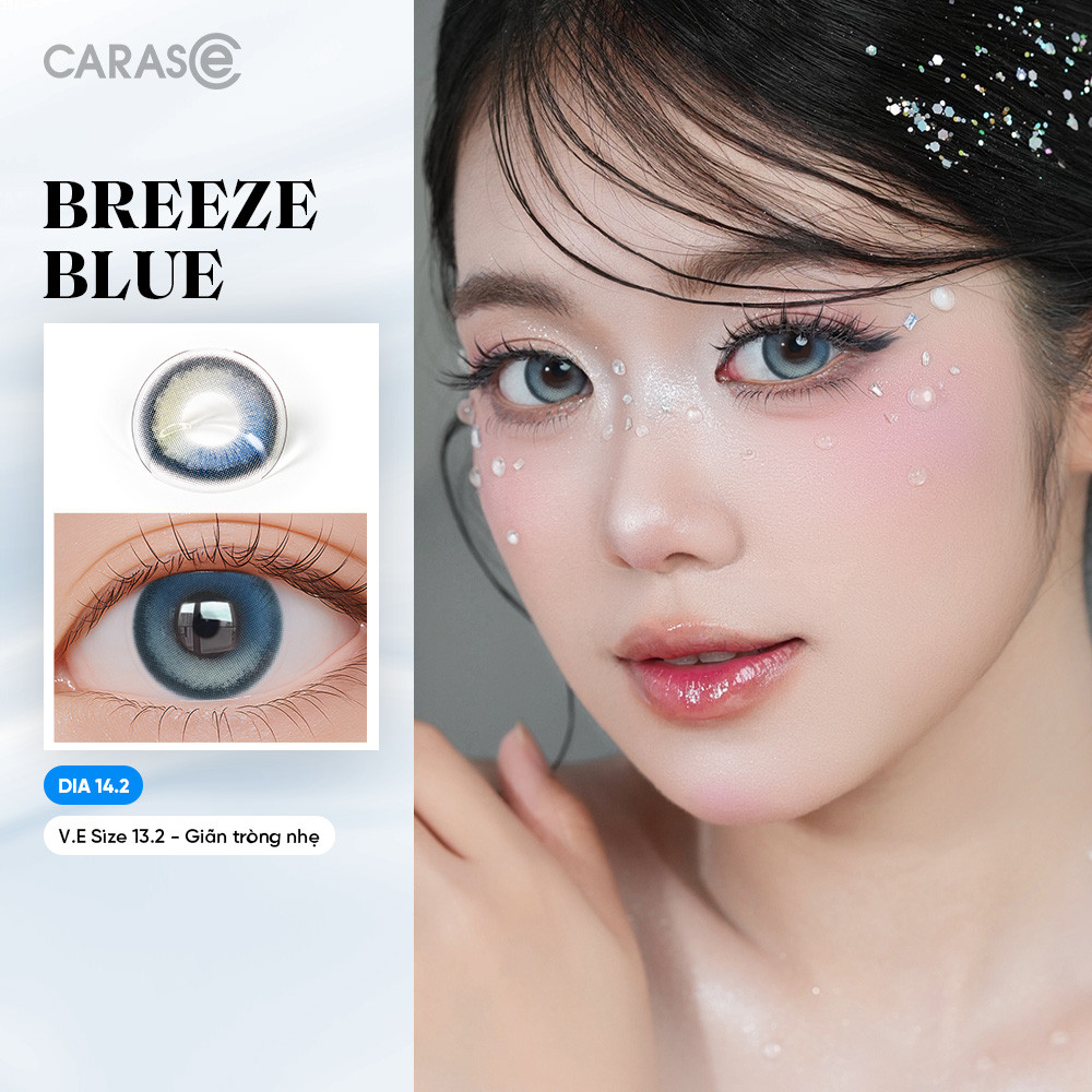 [CARASE] Lens Cận 1 chiếc 10H 3 Tháng BREEZE BLUE Màu Xanh Navy Ánh Rêu CARASE - Kính áp tròng khoá 