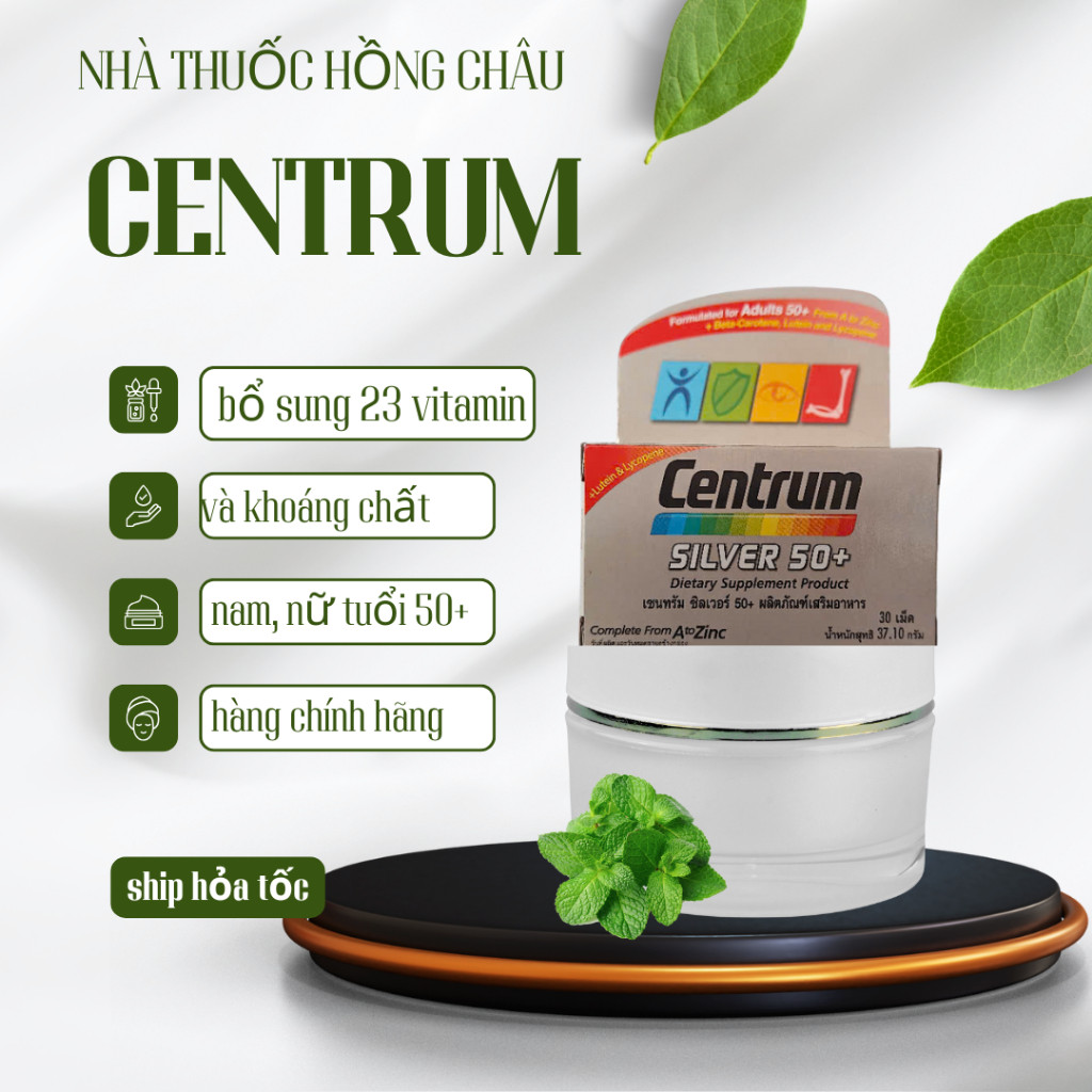 VIÊN UỐNG BỔ SUNG 23 VITAMIN VÀ KHOÁNG CHẤT CENTRUM SILVER 50+ CHAI 30 VIÊN