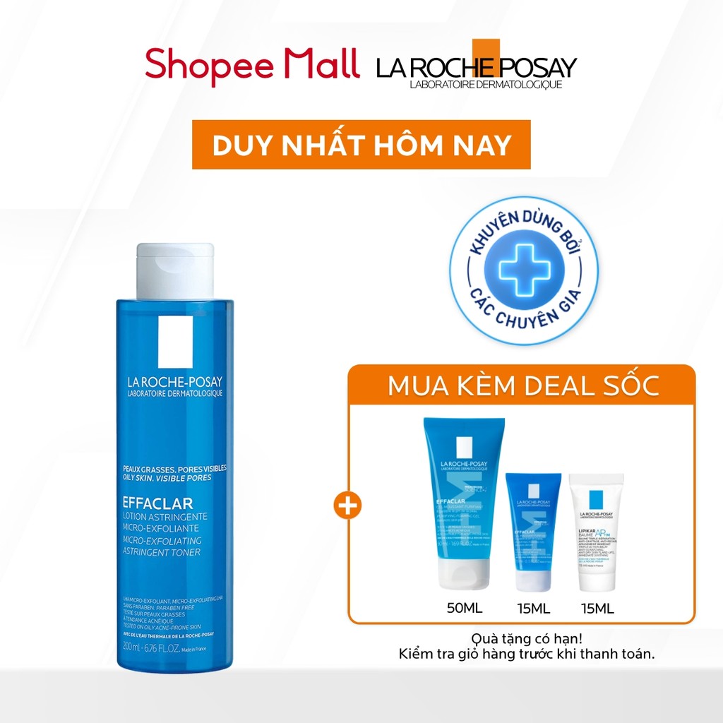 Nước cân bằng (toner) giàu khoáng dành cho da dầu La Roche-Posay Effaclar Astringent Lotion 200ml