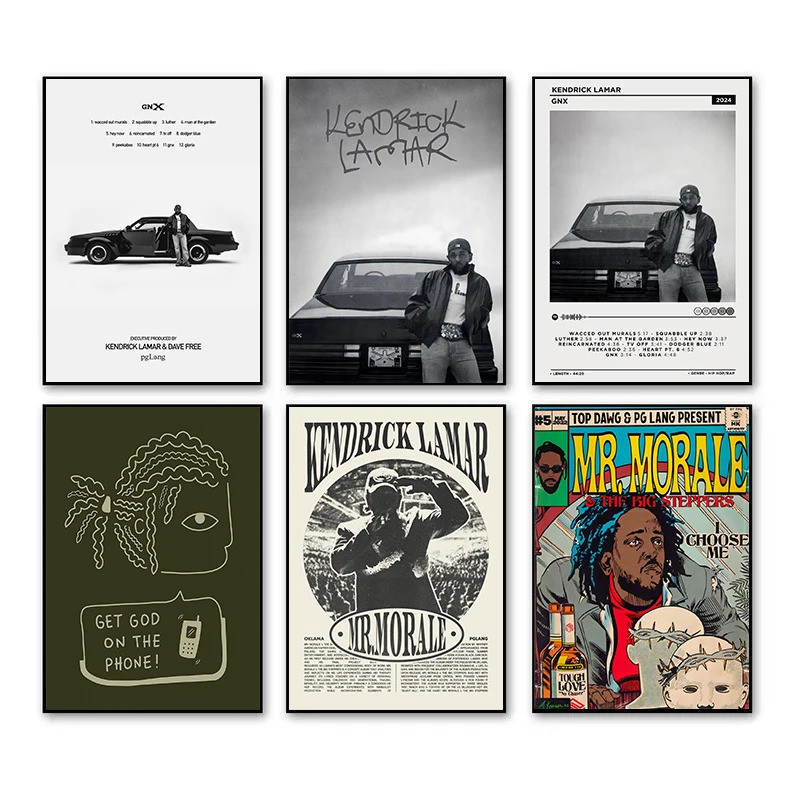 Hip Hop rapper Kendrick Lamar GNX album âm nhạc mới Anime poster canvas tranh tường nghệ thuật hình 