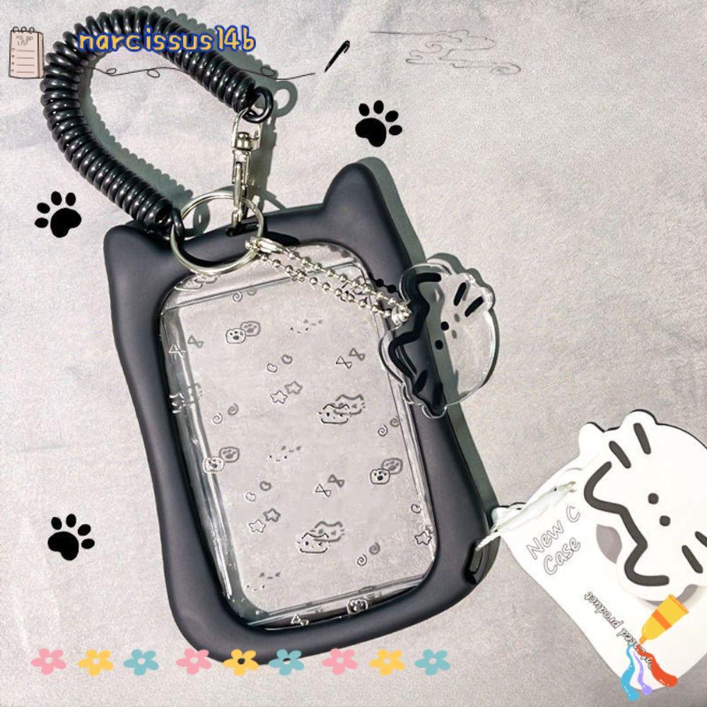 NARCISSUSB Photocard Holder, Kawaii Acrylic Kpop Idol Card Holder, Tai Mèo Di Động Trong Suốt Túi Mặ