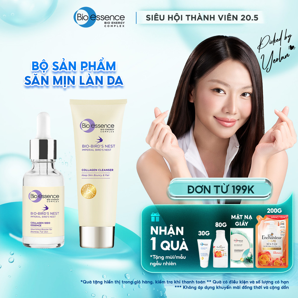 Bộ Bio-Essence Bio-Bird's Nest: Tinh chất dưỡng da Bio-Bird's Nest Collagen Essence 30ml + Sữa rửa m