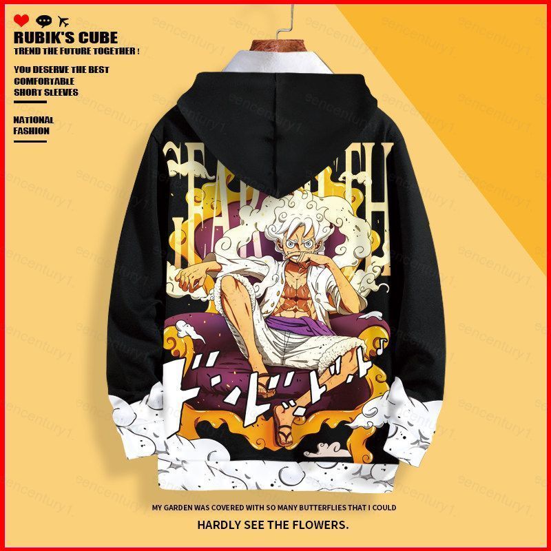GC1 Một Mảnh Anime Áo Dài Tay Unisex Cosplay Luffy Gear 5 Mặt Trời Thần Nika Áo Thời Trang Top Chui 