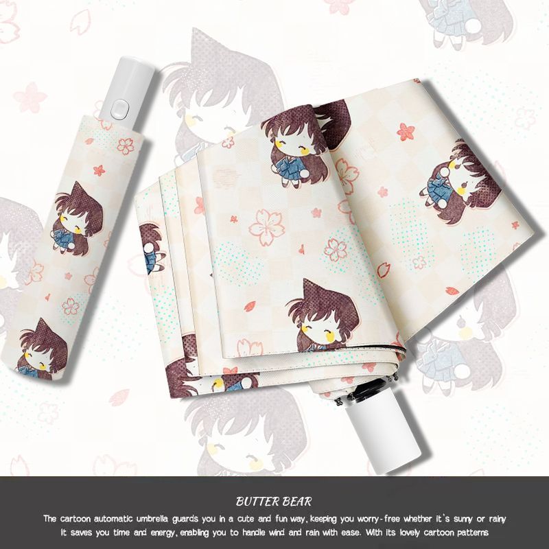 Ô gấp tự động chống nắng vinyl hình anime Conan dành cho nữ