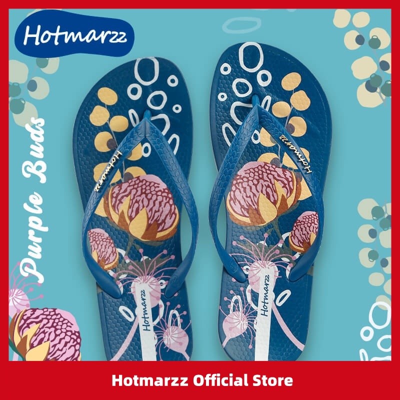 FB4 Hotmarzz Flip Flop Nữ Cao Su Flip Flop Flat Chống Trơn Trượt Dép Đi Biển Nữ Phong Cách Ngoài Trờ