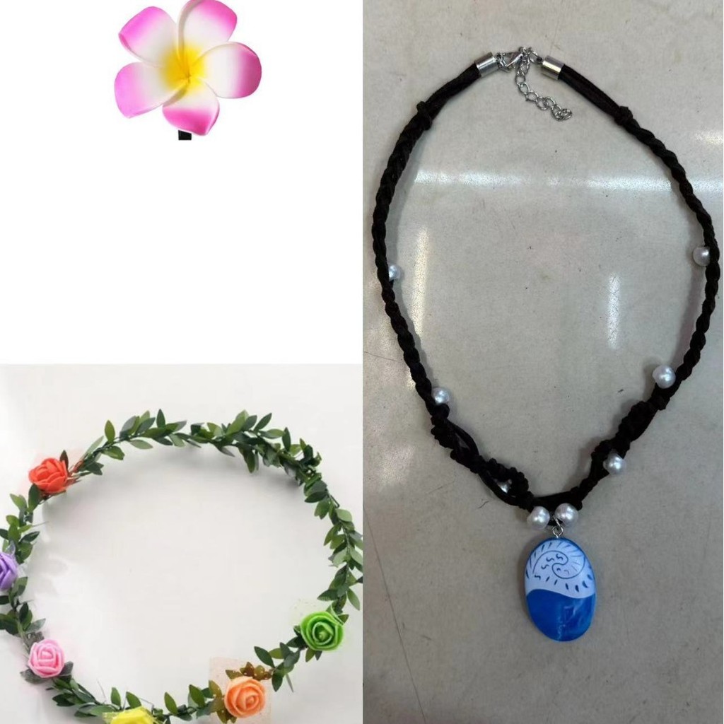 Bộ Phụ Kiện Trang Sức Chủ Đề Đại Dương Moana với Hoa Hồng Đỏ Frangipani - Kẹp Tóc và Trang Sức Elega