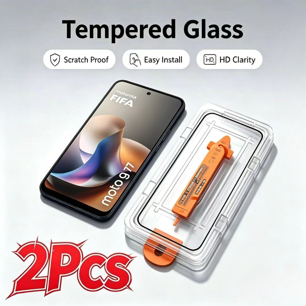 2 Chiếc Không Bụi Dễ Dàng Lắp Đặt Kính Cho Motorola Moto G77 Bảo Vệ Màn Hình Motorola G77 Phim Bảo V