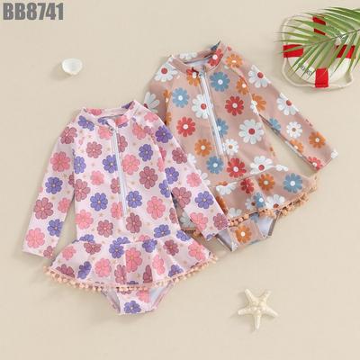Đồ Bơi Bé Gái Liền Thân Dài Tay Chống Nắng Họa Tiết Tiên Cá Unicorn Kèm Mũ 3D MINTSCLOSET BB8741