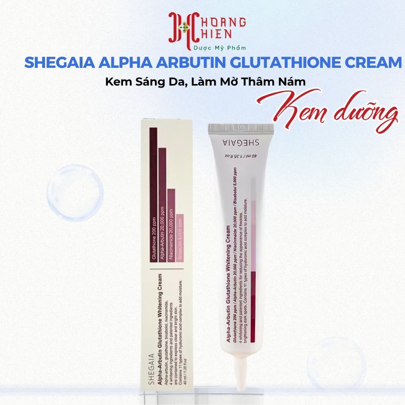 Kem Shegaia Alpha Arbutin Glutathione Cream Sáng Da, Làm Mờ Thâm Nám 40ml