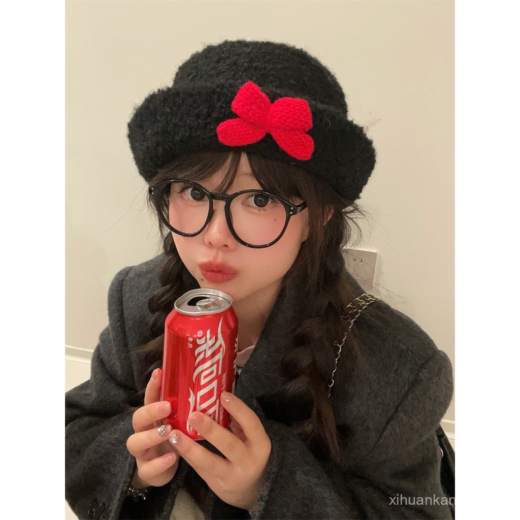 Hat Top Nữ Retro với Nơ Đỏ - Style Hepburn