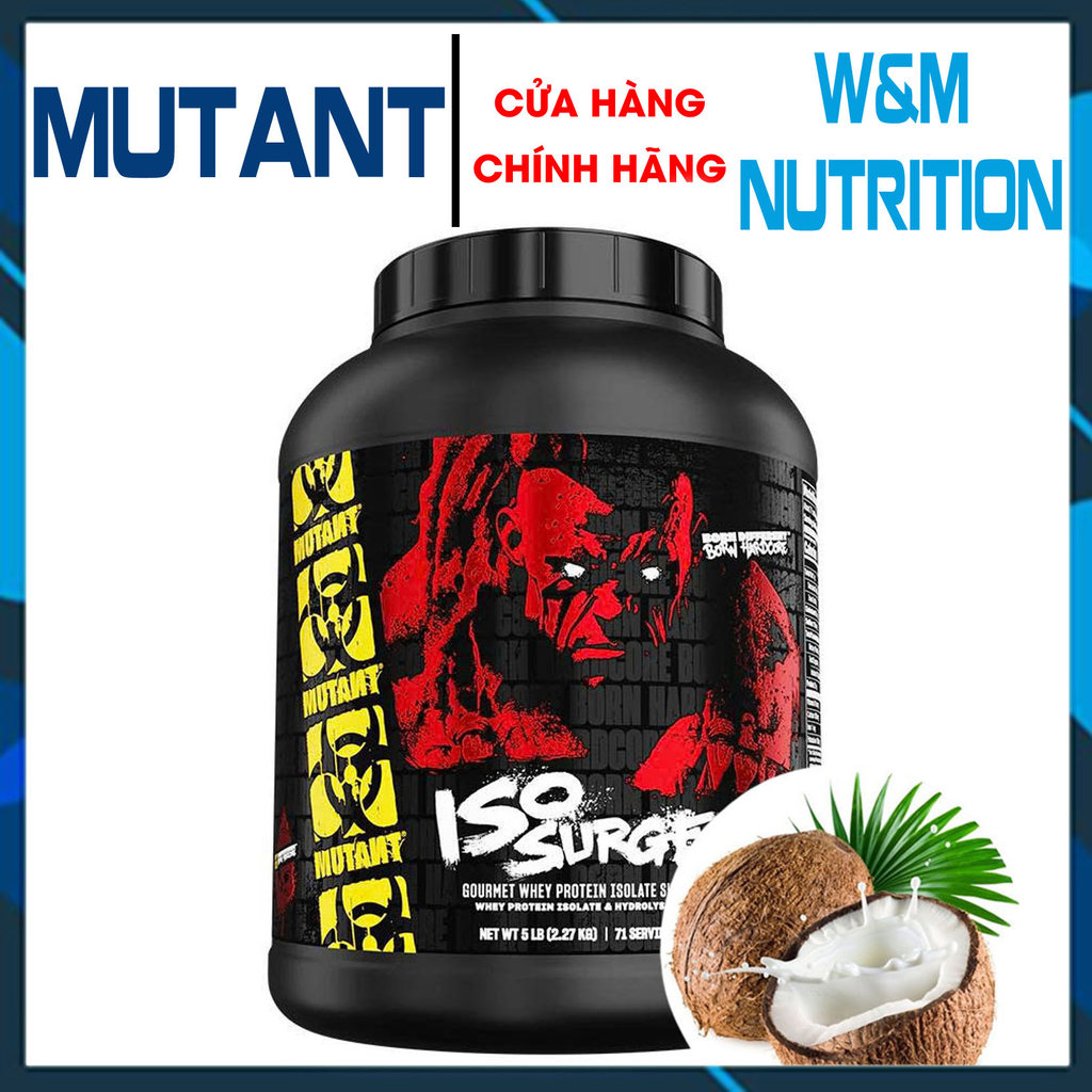 Sữa tăng cơ Whey Iso Surge Mutant 5LBS 71 lần dùng Coconut Cream - Mỗi serving 25g Pro + 16.3g EAA G